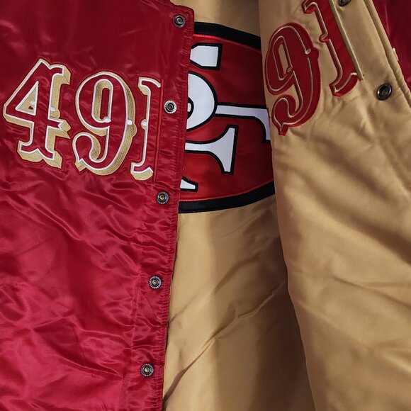 BRAND NEW MEN'S (LARGE) 49ERS DOUBLE SIDED STARTER REVERSIBLE JACKET
